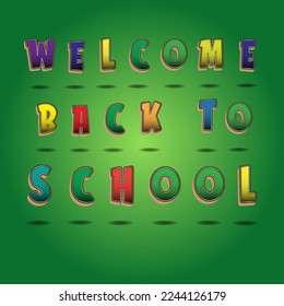 tipo de letra de color bienvenido de vuelta a la escuela 2023 para diseño infantil