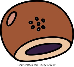 Color food icon illustration Anpan