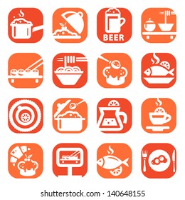 Color Food And Kitchen Icons Set Created For Mobile, Web And Applications.