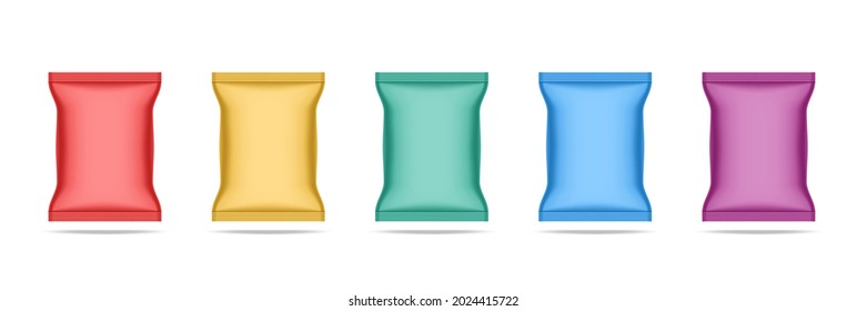 Color Food Snack Pillow Bag On White Background. EPS10 Vector