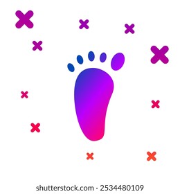 Color Foot massage icon isolated on white background. Gradient random dynamic shapes. Vector