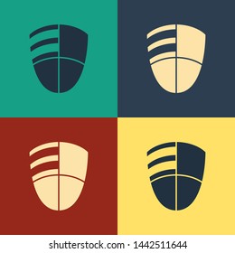 Color Football club logo template icon isolated on color background. Design element for logo, label, emblem, sign, poster. Vintage style drawing. Vector Illustration