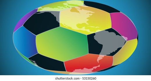 Color football on the oval form against a map