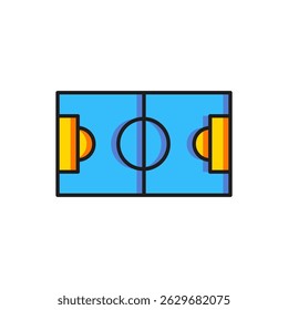 Color Football or soccer field icon isolated on white background. Flat filled outline style with shadow. Vector