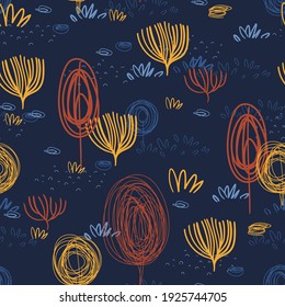 Color forest pattern. Seamless pattern for fabric, paper and other