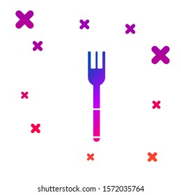 Color Fork icon isolated on white background. Cutlery symbol. Gradient random dynamic shapes. Vector Illustration