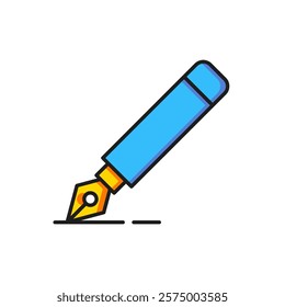 Color Fountain pen nib icon isolated on white background. Pen tool sign. Flat filled outline style with shadow. Vector