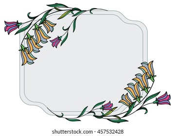 Color frame with abstract flowers. Vector clip art.