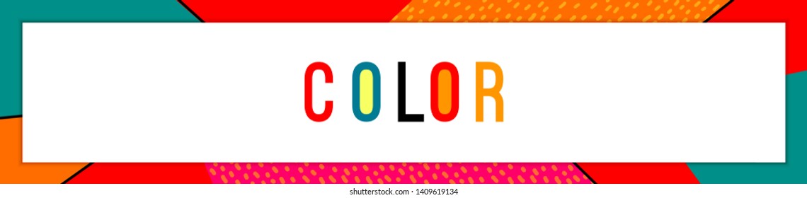 Color frame art with white blank. Abstract vector horizontal background with place for your text. Wide horizontal banner design template with bright geometric color frame.