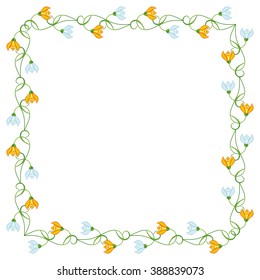 Color frame with blue flowers