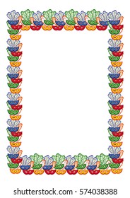 Color frame with carnival masks. Copy space. Vector clip art.