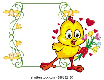 Color frame with chicken