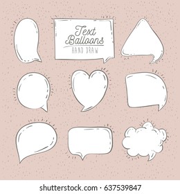 color frame hand drawn of text balloons vector illustration