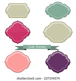 Color frame and label set. Vector illustration. 