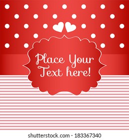 Color frame with place for text. Vector red background card.