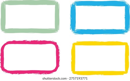 Color Frame Set with Brush Border Shape Creative Design. Rectangle, square box frames with colorful brush strokes set. Hand drawn crayon brush strokes square and rectangle doodle frame shapes. Crayon kid colored frame set. Set of color doodle boxes with border. Hand drawn illustration. - Powered by Shutterstock - Get 15% off with code: PIKWIZARD15