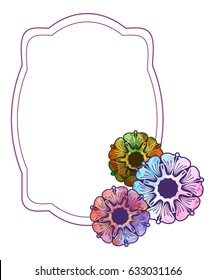 Color frames with abstract flowers. Design element for advertisements, flyer, web, wedding, invitations and greeting cards. Vector clip art.