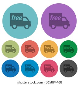 Color free shipping flat icon set on round background.
