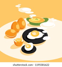color fresh egg cooking menu vector illustration 