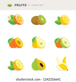 Color fruits icon set