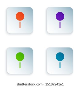 Color Frying pan icon isolated on white background. Fry or roast food symbol. Set icons in colorful square buttons. Vector Illustration