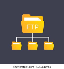 color ftp protocol simple icon. concept of software update, router, teamwork tool management, copy process, info. Vector stock illustration.