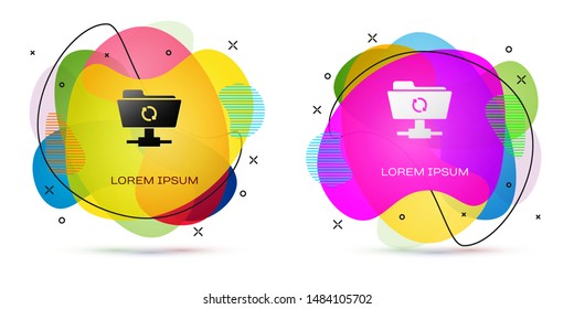 Color FTP sync refresh icon isolated on white background. Software update, transfer protocol, router, teamwork tool management, copy process. Abstract banner with liquid shapes. Vector Illustration