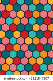 Combo hexagonal o miel de colores completos. Los fondos geométricos abstractos se utilizan para hacer fondo, destruir tejidos o decorar paredes, carteles y pancartas.