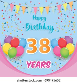 Color Full 38 Th Birthday Celebration Stock Vector (Royalty Free ...