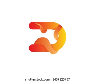 Color full abstract D logo design