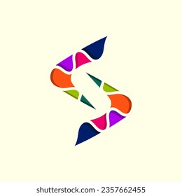 Color full abstract letter s boomerang logo illustration design