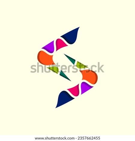 Color full abstract letter s boomerang logo illustration design