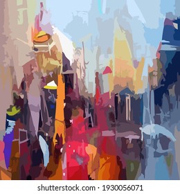 Color full Abstract Texture Background Wall Painting Illustration