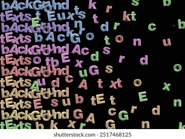 A color full alphabet vector illustration, texts letters collection isolated on a black background.