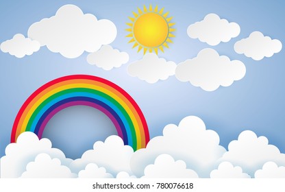 Color Full Cloud Paper Style art vector illustration