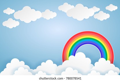 Color Full Cloud Paper Style art vector illustration