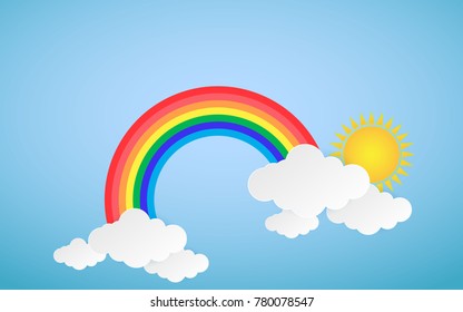 Color Full Cloud Paper Style art vector illustration