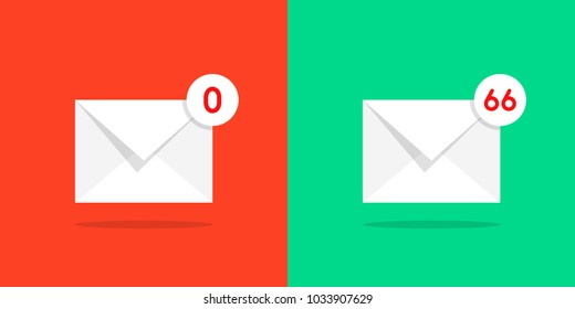 Color Full And Empty Mail Box. Simple Cartoon Trend Modern Ui Notify Logo Graphic Design Isolated On Color Background. Concept Of Dispatch News Or Data File Or Bulk Mail In Website And Verification