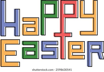 Color full Hand drawn Happy Easter Typographic