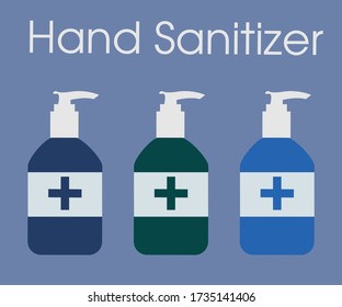 color full hand sanitizer flat vector