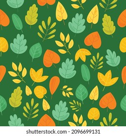 color full leaves pattern design with dark green background