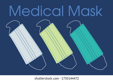 color full medical mask  vector flat
