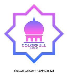 diseño simple y elegante del icono del vector de la mezquita completa de color