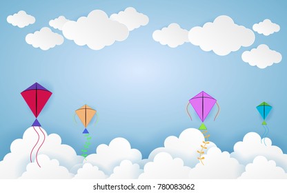 Color full Paper Casual and floating kite in the sky