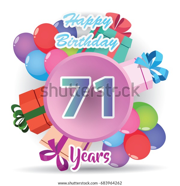 Color Full Pink 71 St Birthday Stock Vector (Royalty Free) 683964262
