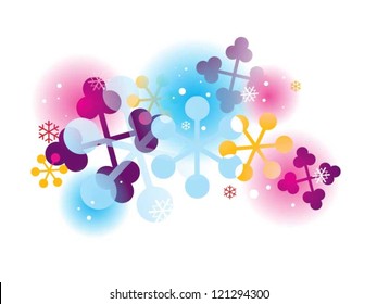 color full snow flakes