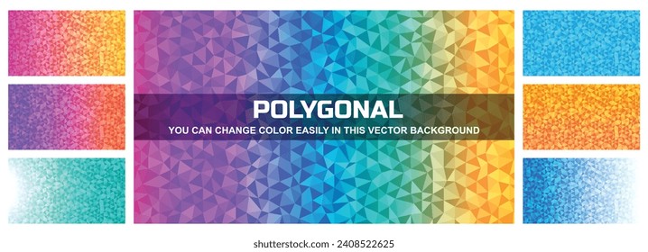 Color Full Triangle Polygon Crystal Polygonal Mosaic Background, Geometric Pattern Triangles Background, Abstract Low Poly Background Vector Illustration Design Template