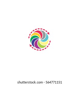 color full twist circles with opposite arrow design logo vector