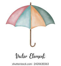 Color full umbrella watercolor element for summer	