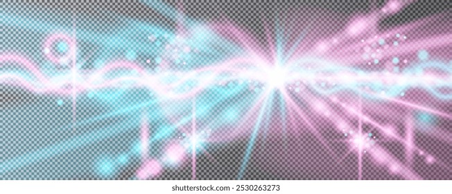 Color full vector lens and light flare transparent effects. Vector illustration.